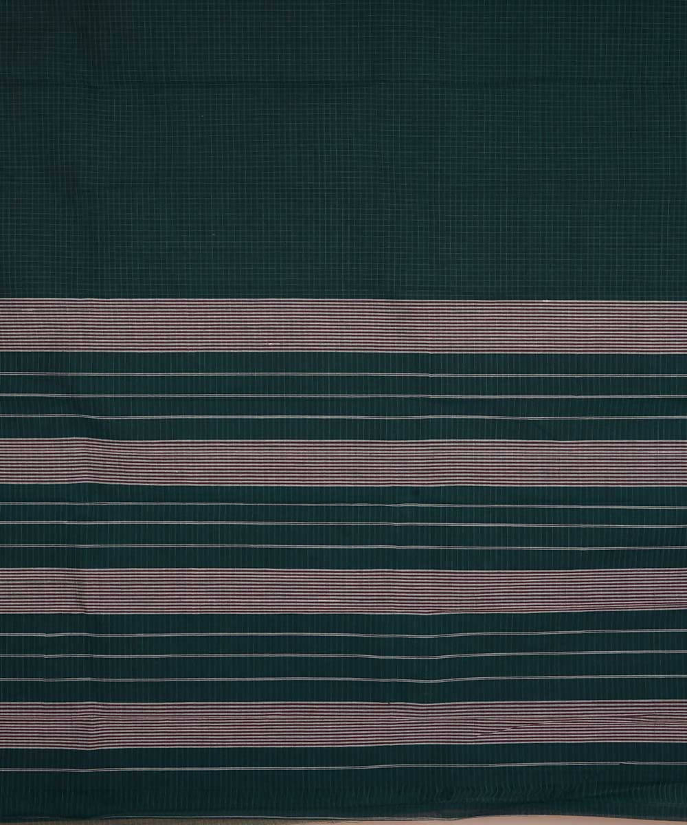 Dark green handloom cotton narayanpet saree
