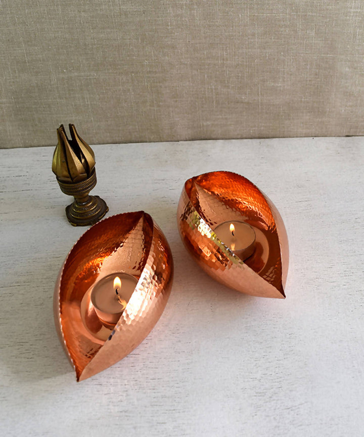 Handmade copper pod tea light