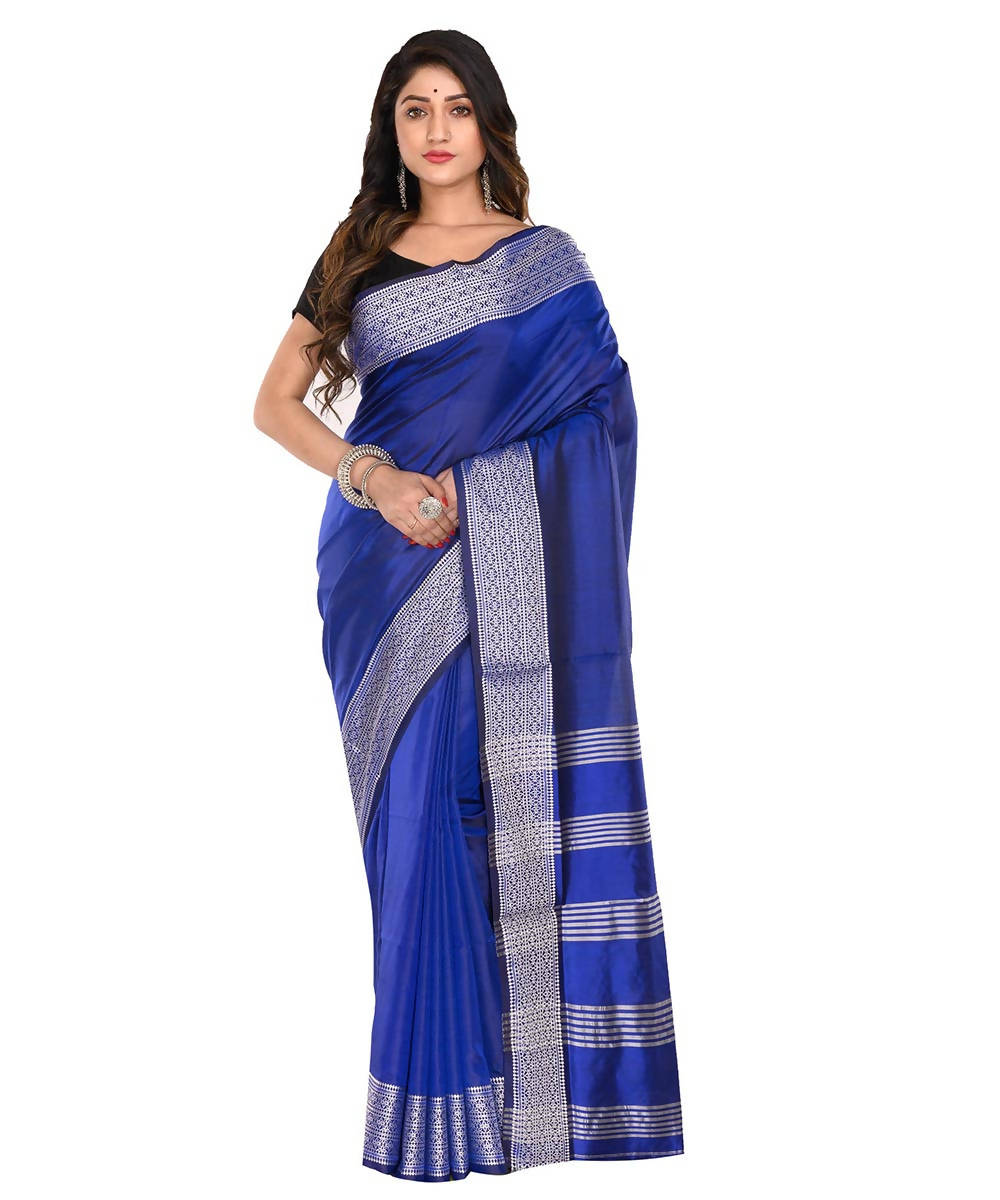 Bengal handloom blue silk saree