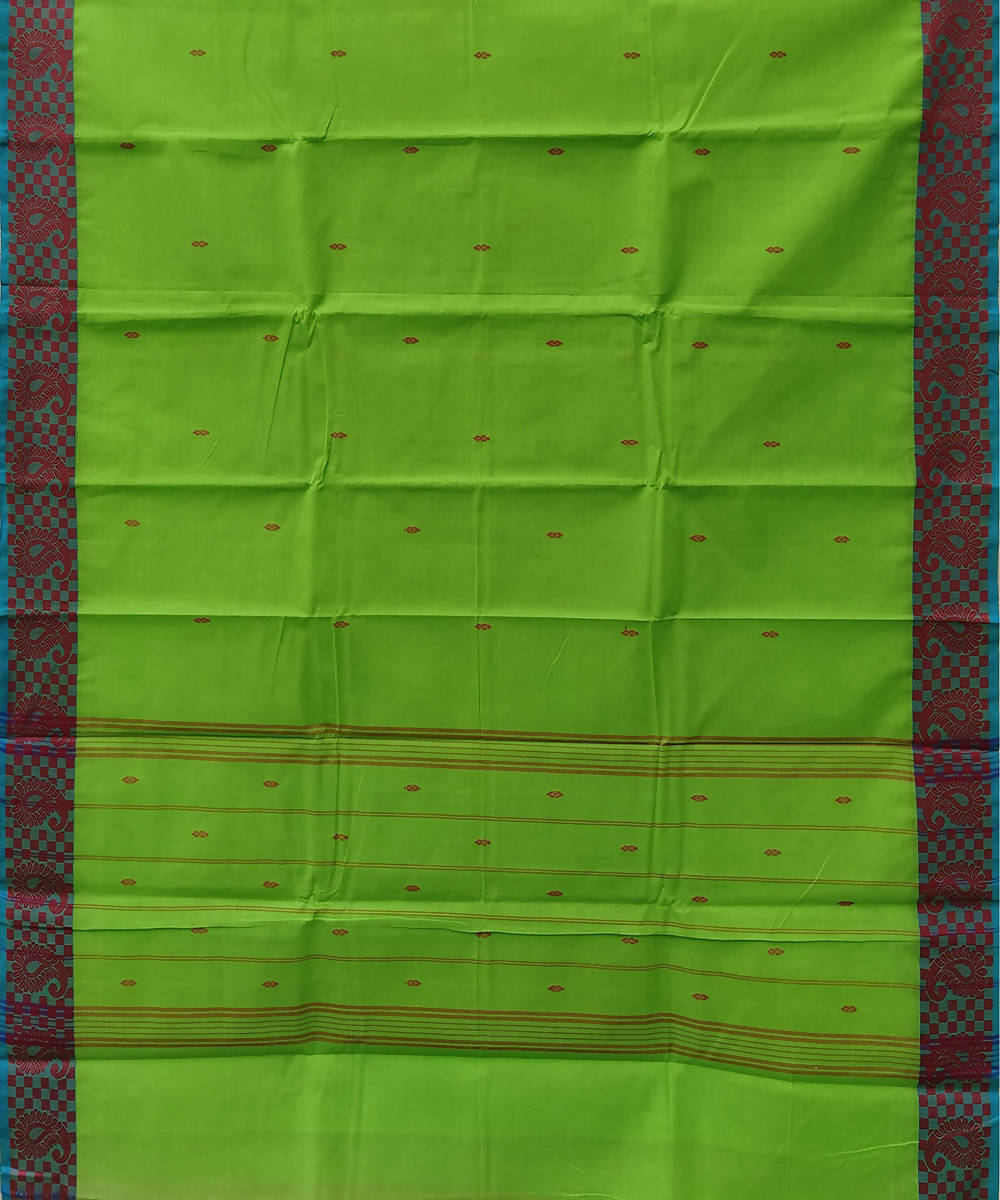 Parrot green handwoven tamil nadu cotton saree