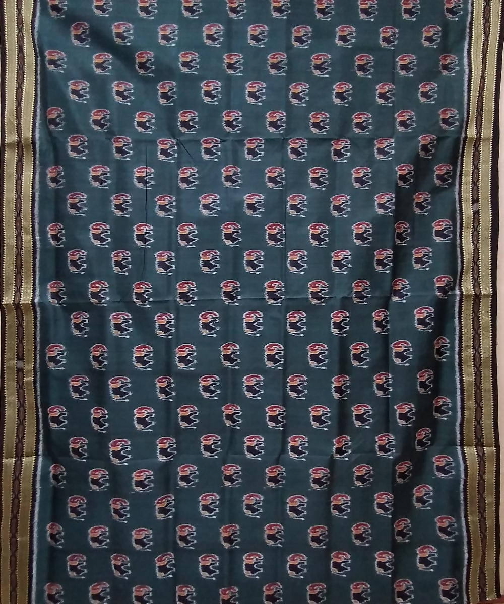 Grey black handwoven silk khandua saree
