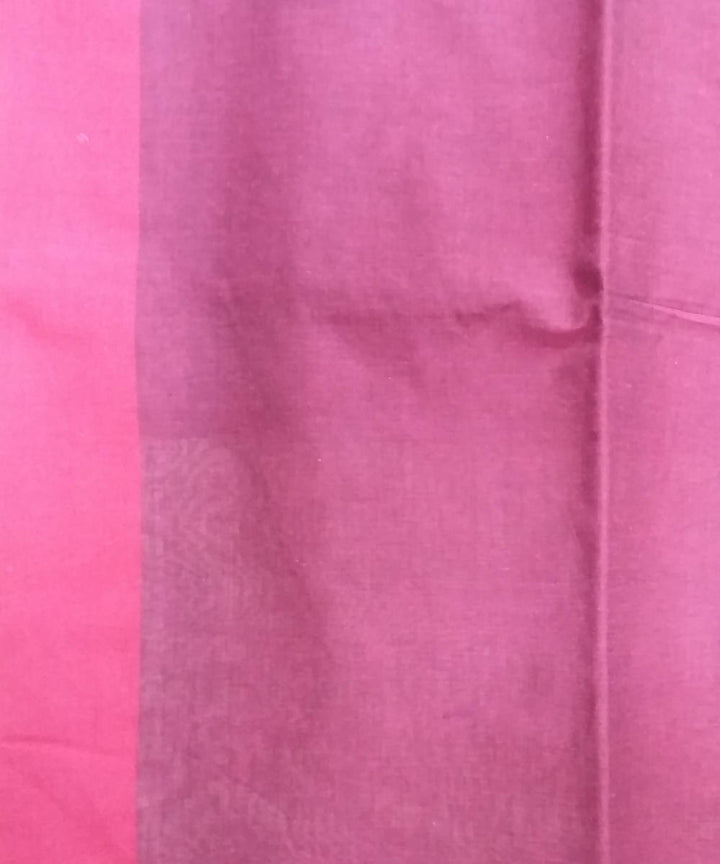 Maroon Pink Handspun Handwoven Cotton Saree