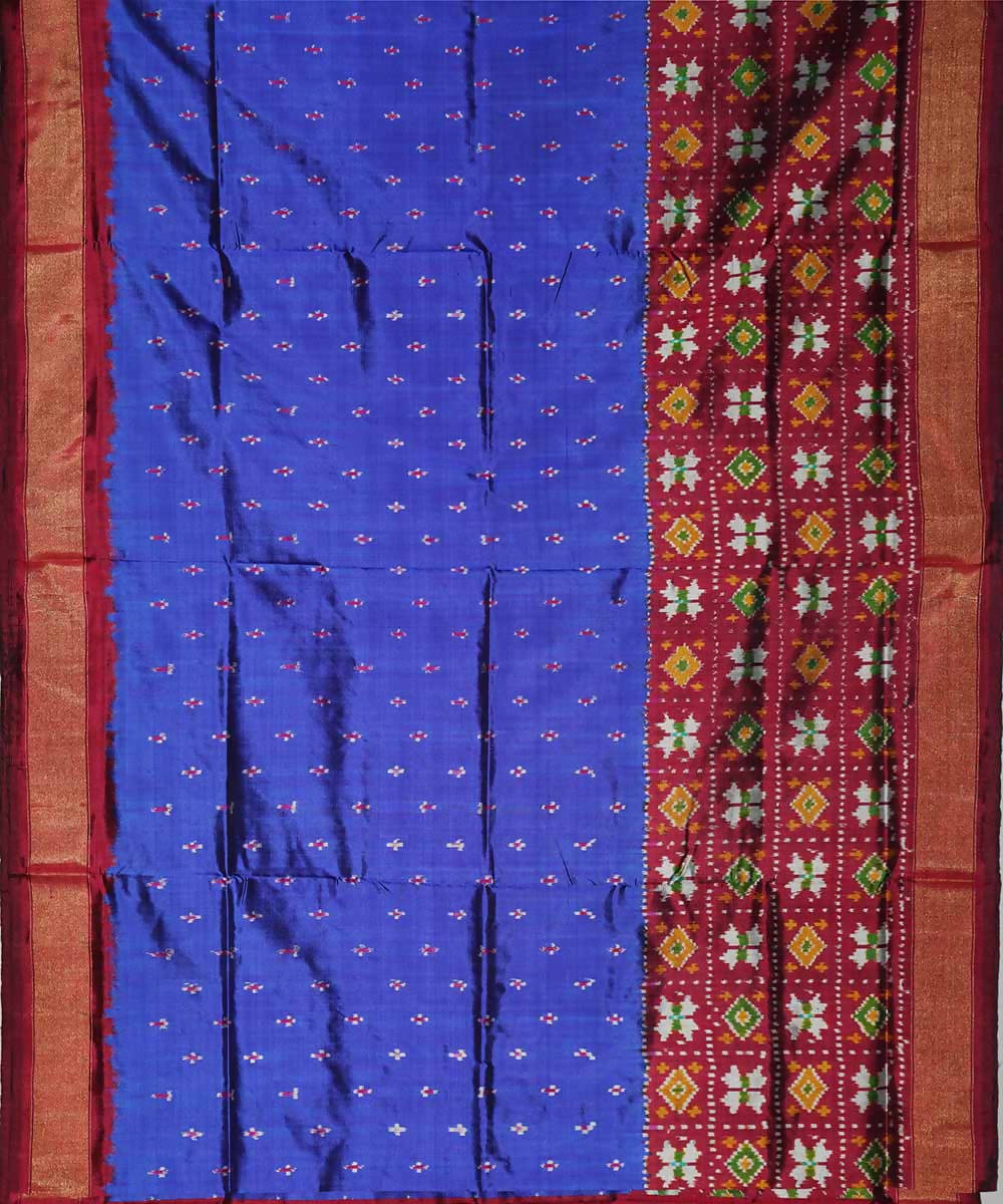 Navy blue handloom silk ikat pochampally saree