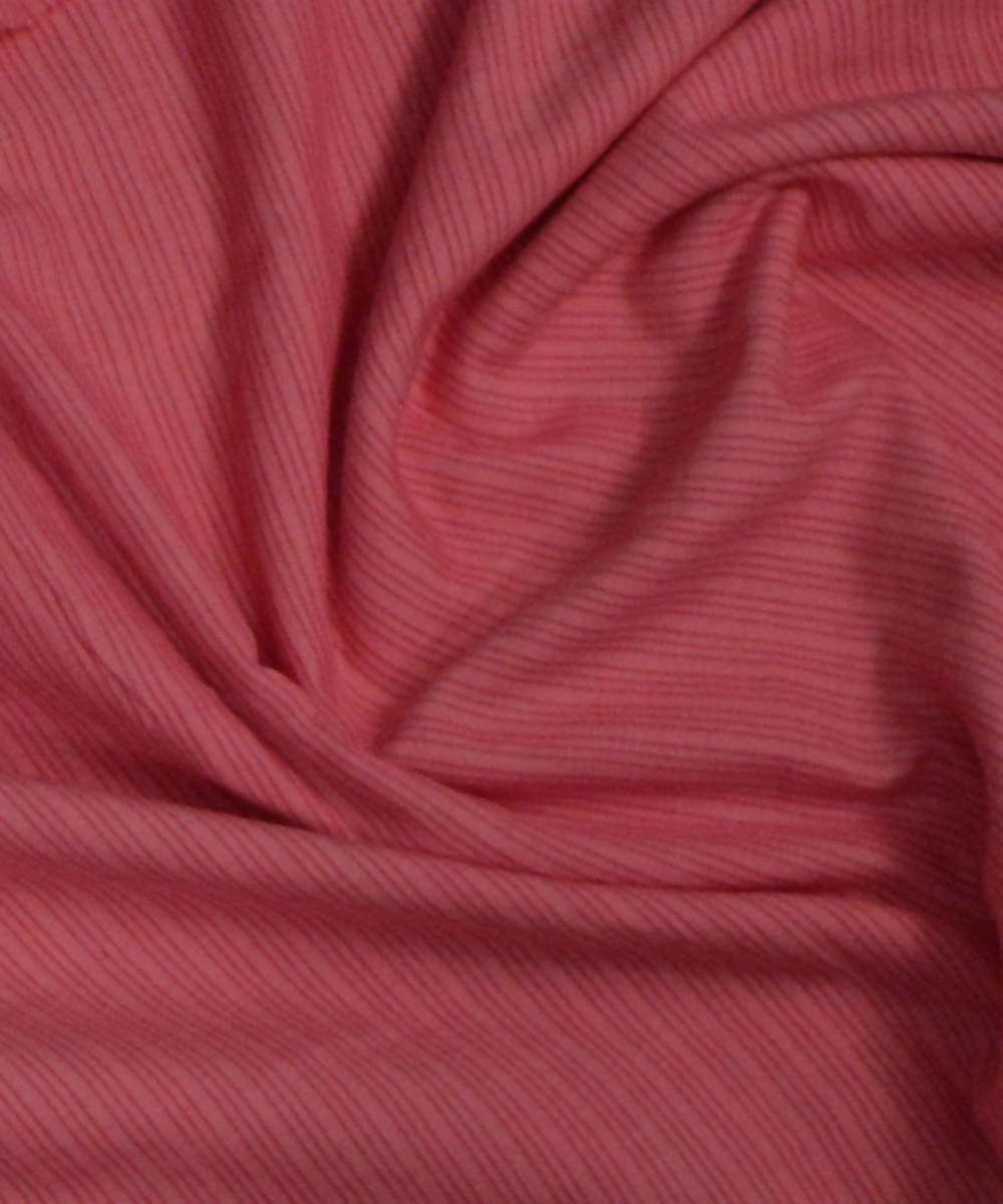 Handwoven Cotton Bamboo Stripes Pink Fabric