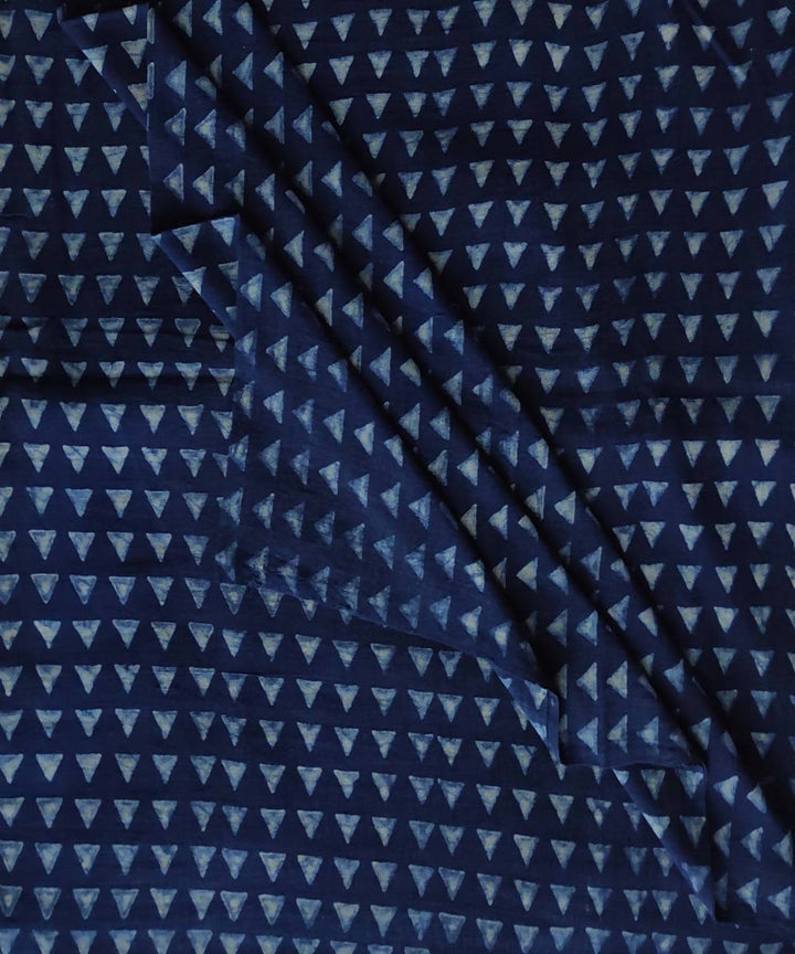 Natural dye dabu handblock print navy organic handspun cotton kurta fabric (2.5m per qty)