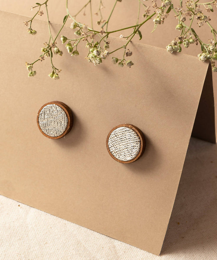 Silver shiny handcrafted round mdf studs