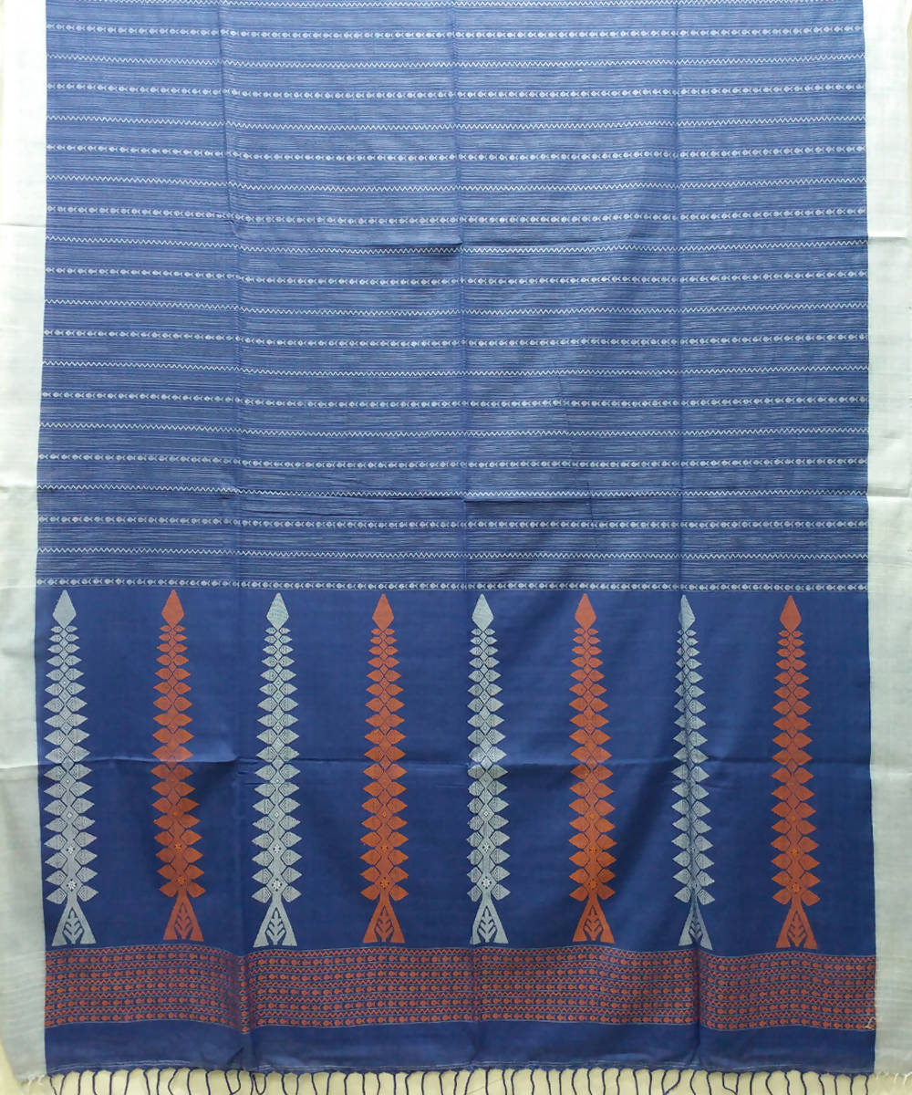 Bengal handspun cotton handloom navy blue saree