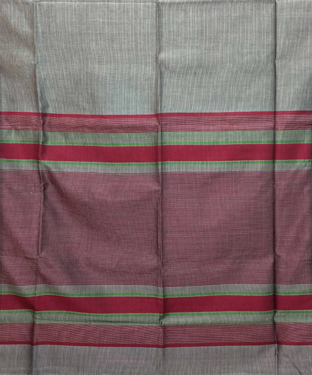 Ash grey handwoven cotton silk maheshwari saree