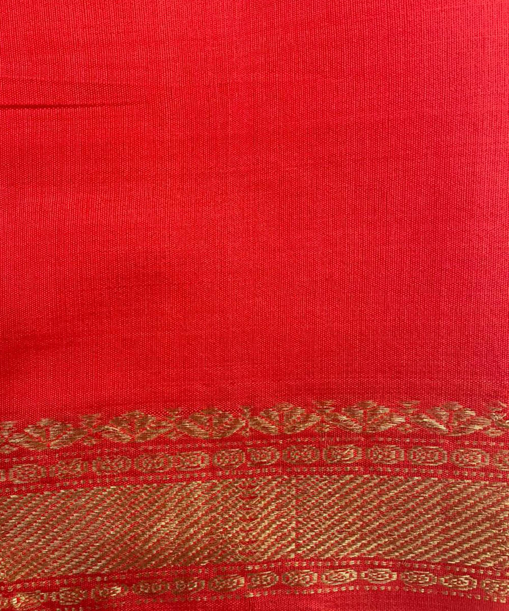 Red hand woven tussar silk saree