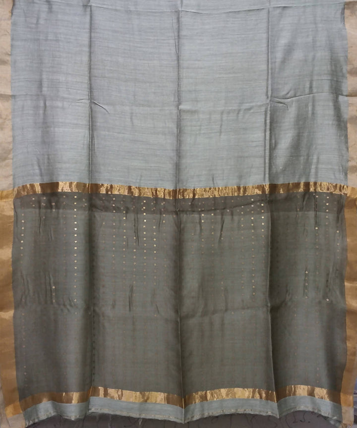 Bengal Grey Handwoven Sequin Matka Silk Saree