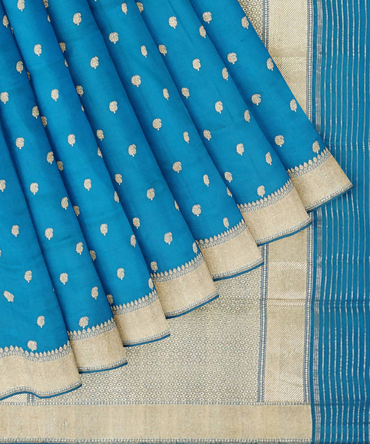 Carolina blue handwoven silk banarasi saree