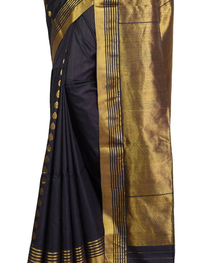 Black and golden Bengal handloom silk saree