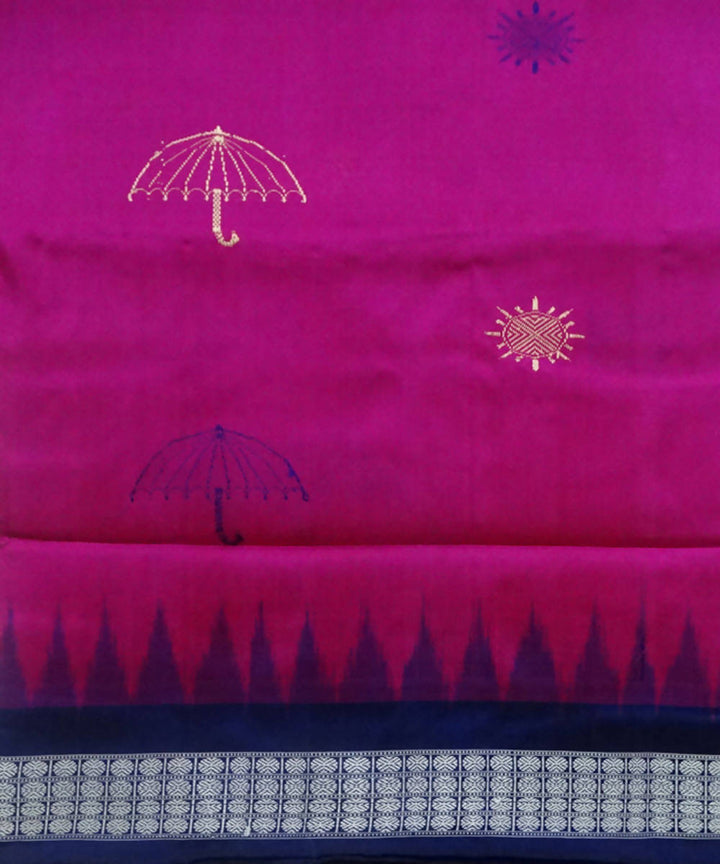 Bomkai Bright Pink Silk Handloom Saree