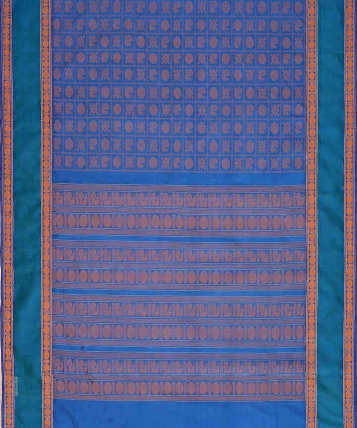 Peacock blue kanchi silkcotton saree ayiram 1000 butta rudraksh border