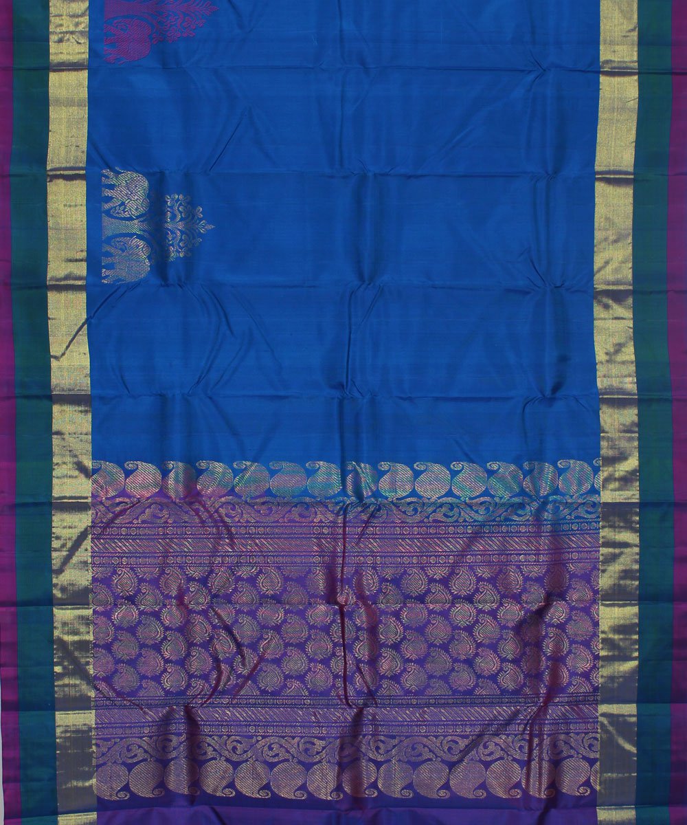 Handwoven Blue Violet Silk Saree