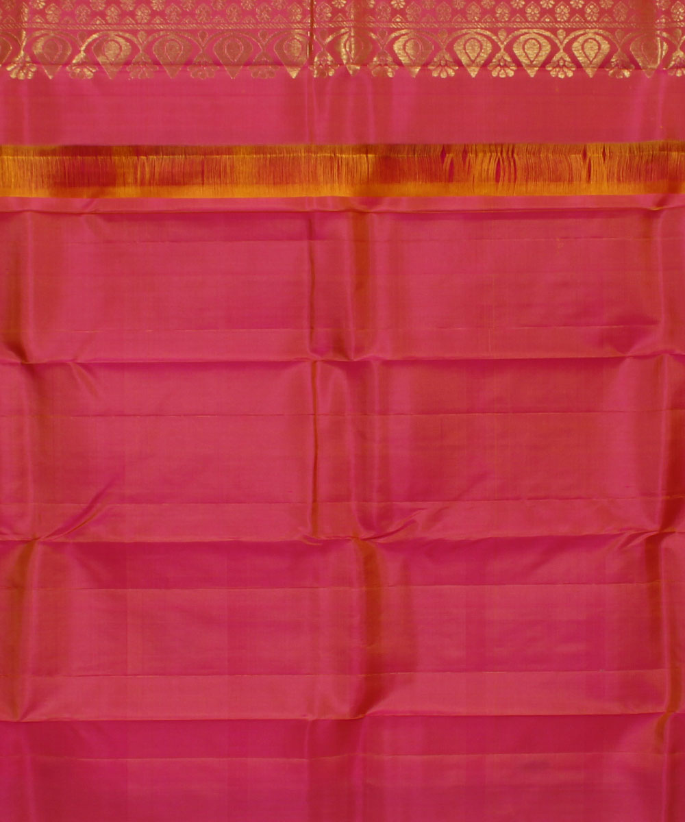 Handwoven Pink Checks Silk Saree