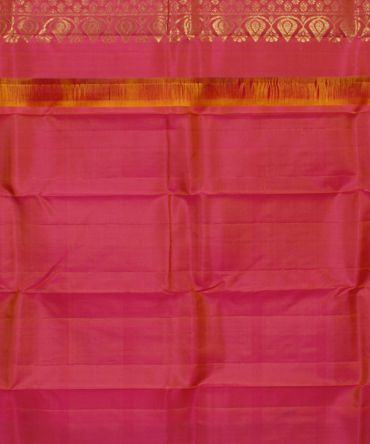 Handwoven Pink Checks Silk Saree