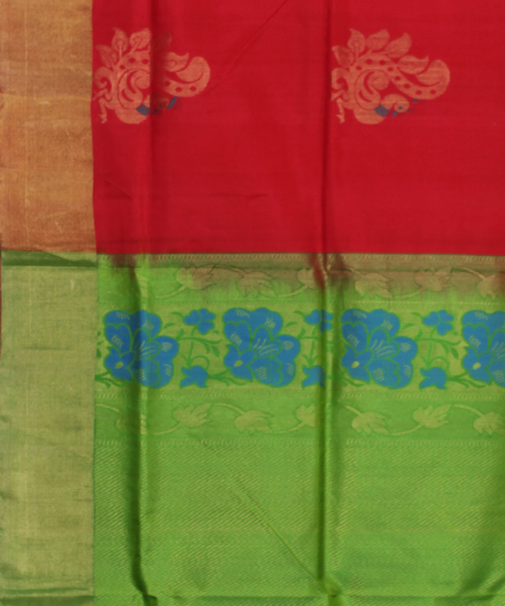 Handwoven Pink and Green Silk Saree