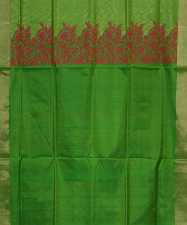 Handwoven Pink and Green Silk Saree