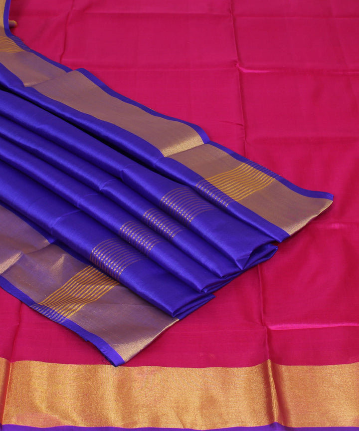 Handloom Pink And Purple Silk Saree