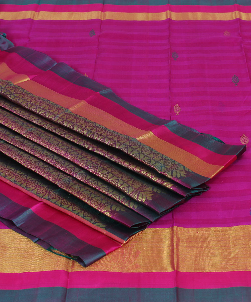 Handwoven Dark Pink Silk Saree