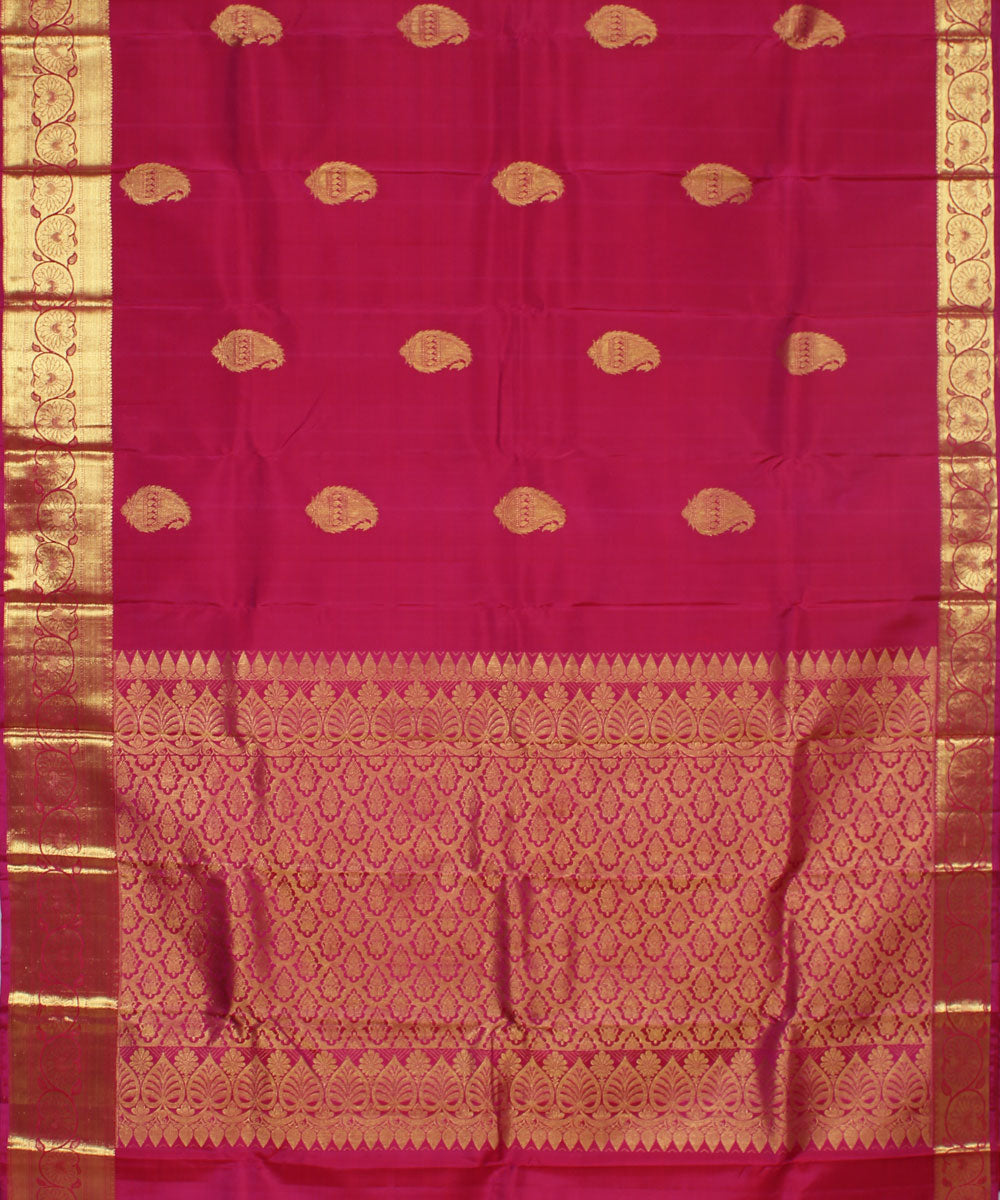 Handwoven Magenta Pink Silk Saree