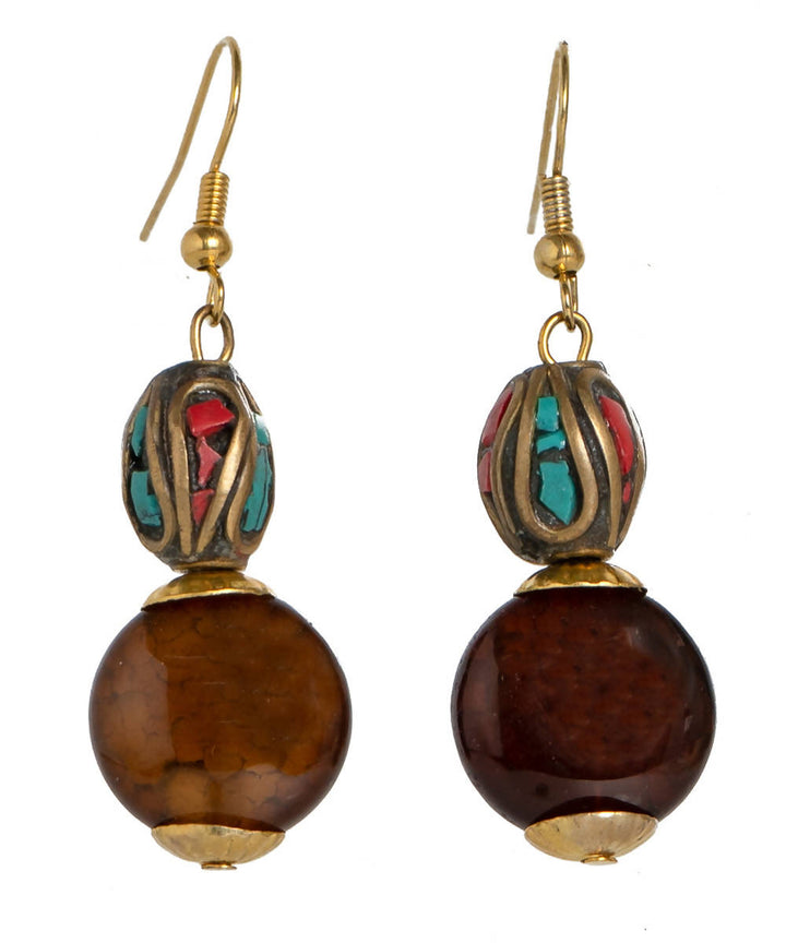 handcrafted gemstone agate round earrings