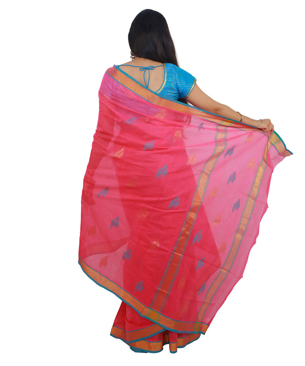 Pink venkatagiri handloom cotton saree