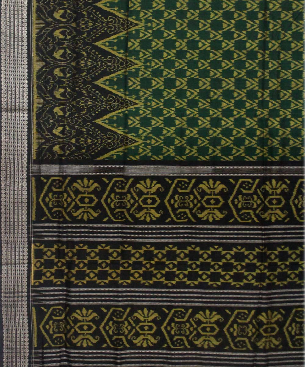 Sambalpuri Ikat Handloom Saree in Green Black
