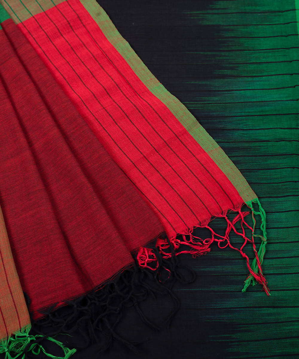 Handwoven black cotton tie dye fulia saree