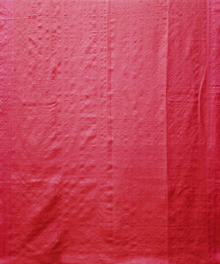 Dark red white handwoven extra weft cotton silk saree