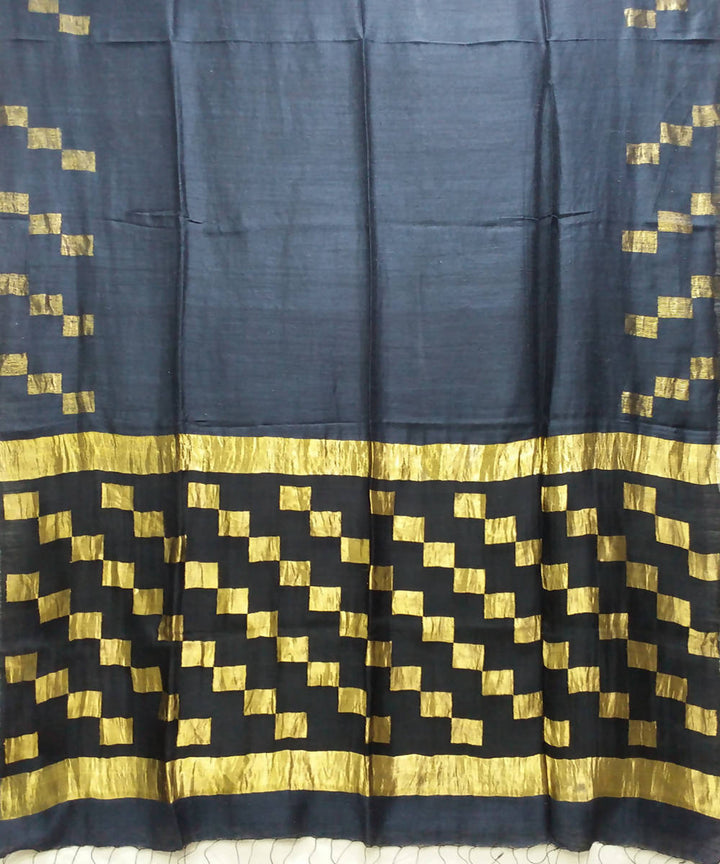 Handwoven bengal jamdani matka silk black saree