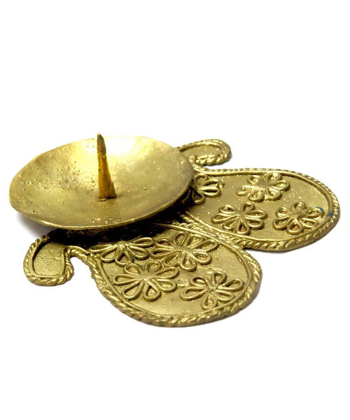 Dhokra brass handcrafted bi paisley candle stand