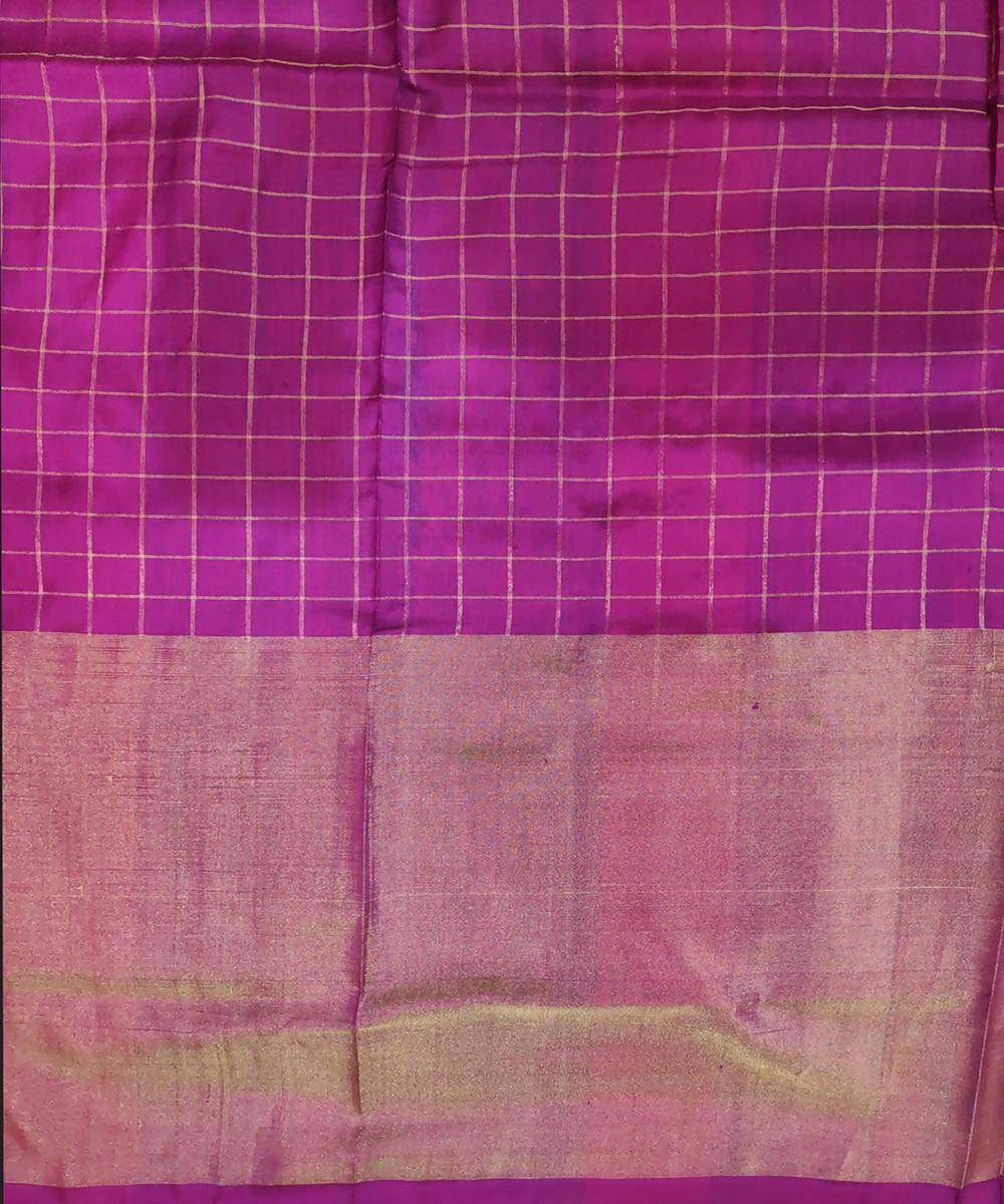 Blue and pink handloom ikat silk pochampally saree