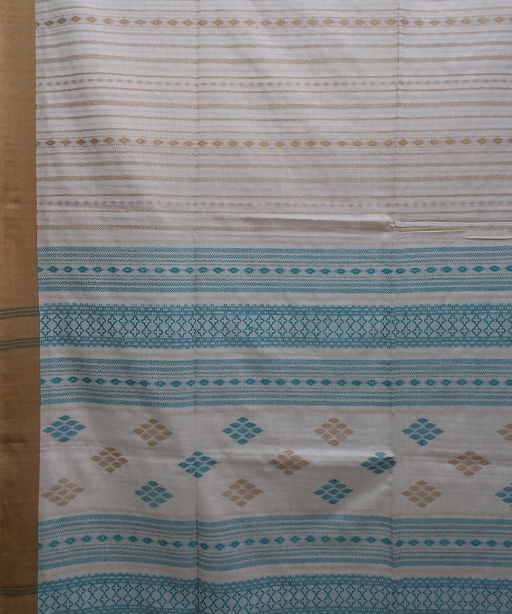Bengal handspun handwoven cotton off white saree
