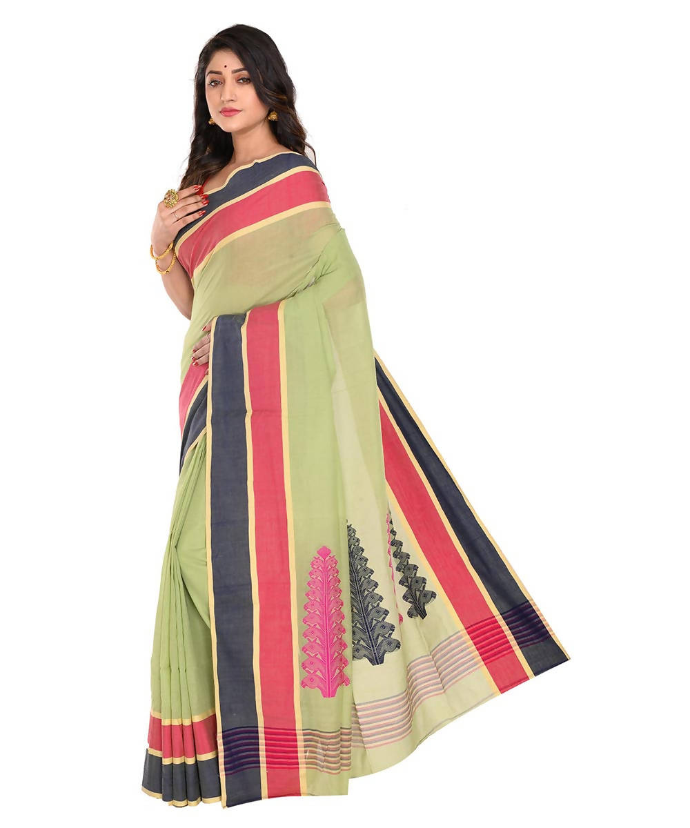 Bengal handloom green tangail cotton saree