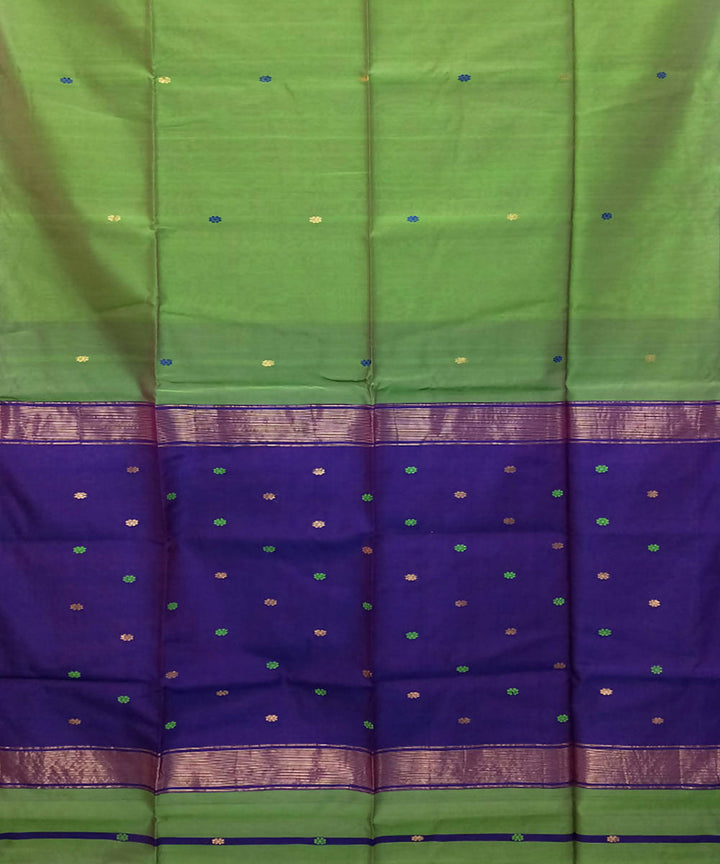 Acid green purple handwoven cotton silk maheshwari saree