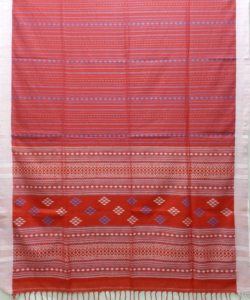 Bengal handspun handwoven red cotton saree