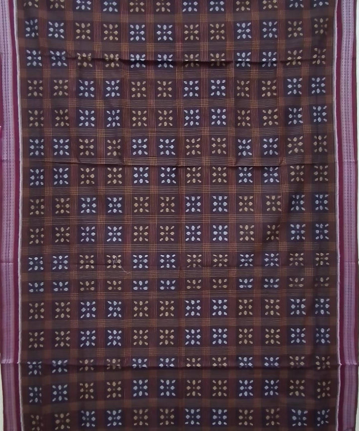 Brown handwoven cotton sambalpuri saree