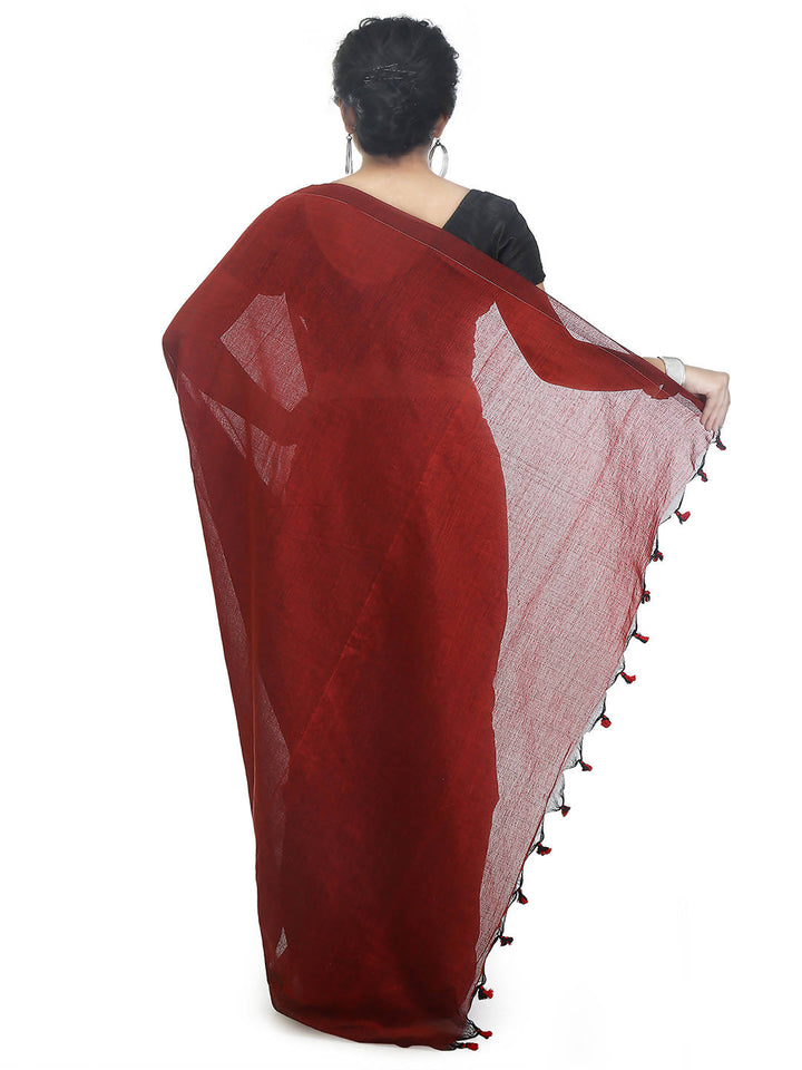 Maroon bengal handloom pure cotton saree