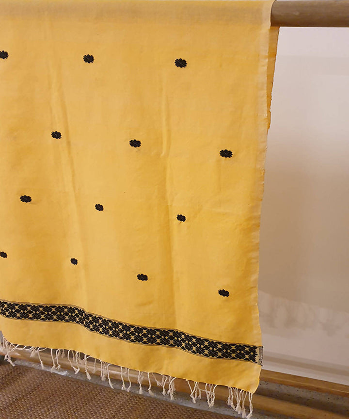 yellow and black assam handloom cotton stole