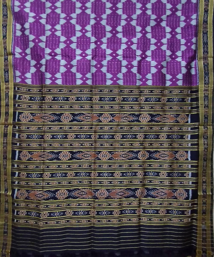Violet black handwoven silk khandua saree