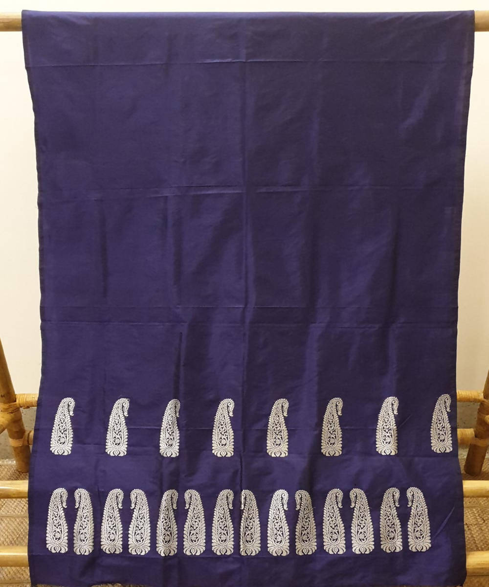 Dark navy blue assam handloom silk kurta material (2.5m per qty)
