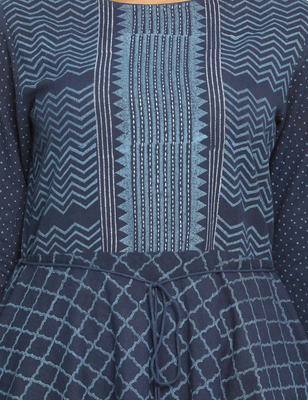 navy blue Handwoven Cotton Kurta