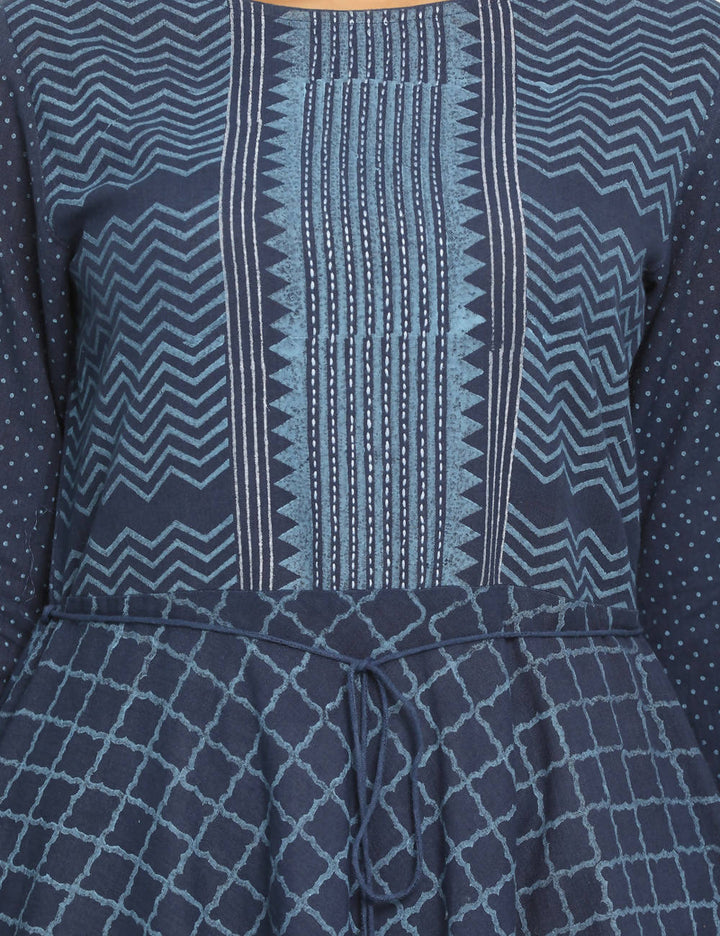 navy blue Handwoven Cotton Kurta