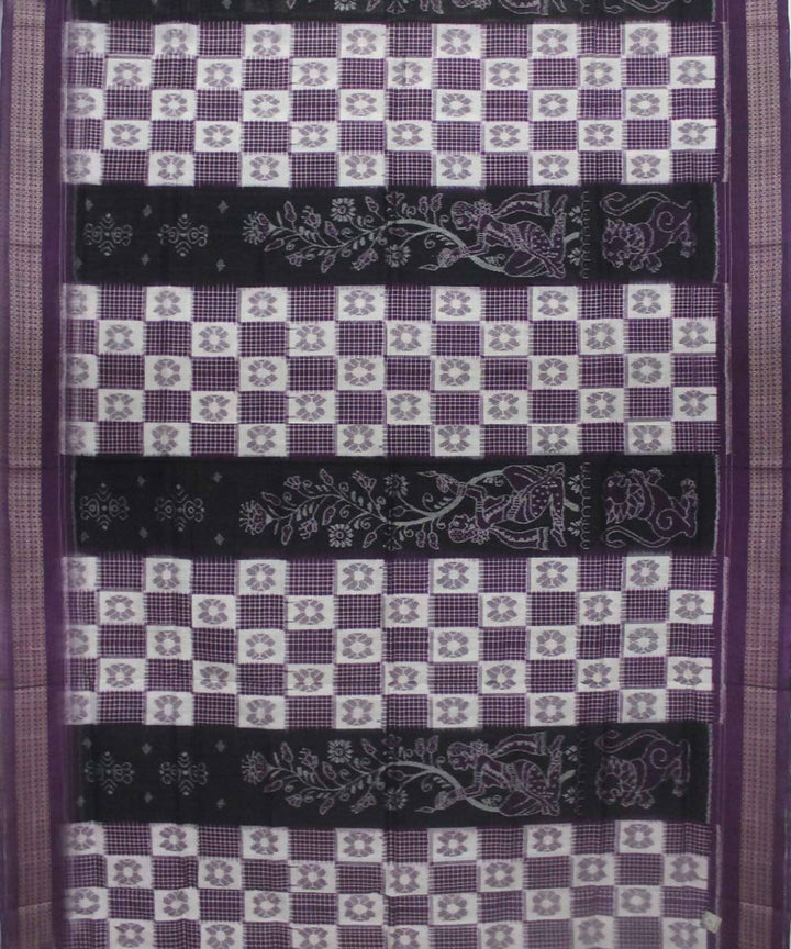 Purple Sambalpuri Cotton Ikat Handwoven Saree