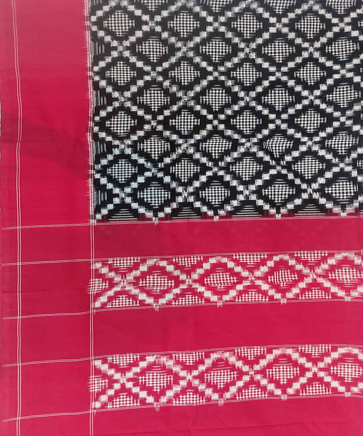 Charcoal black handloom cotton double ikat pochampally saree
