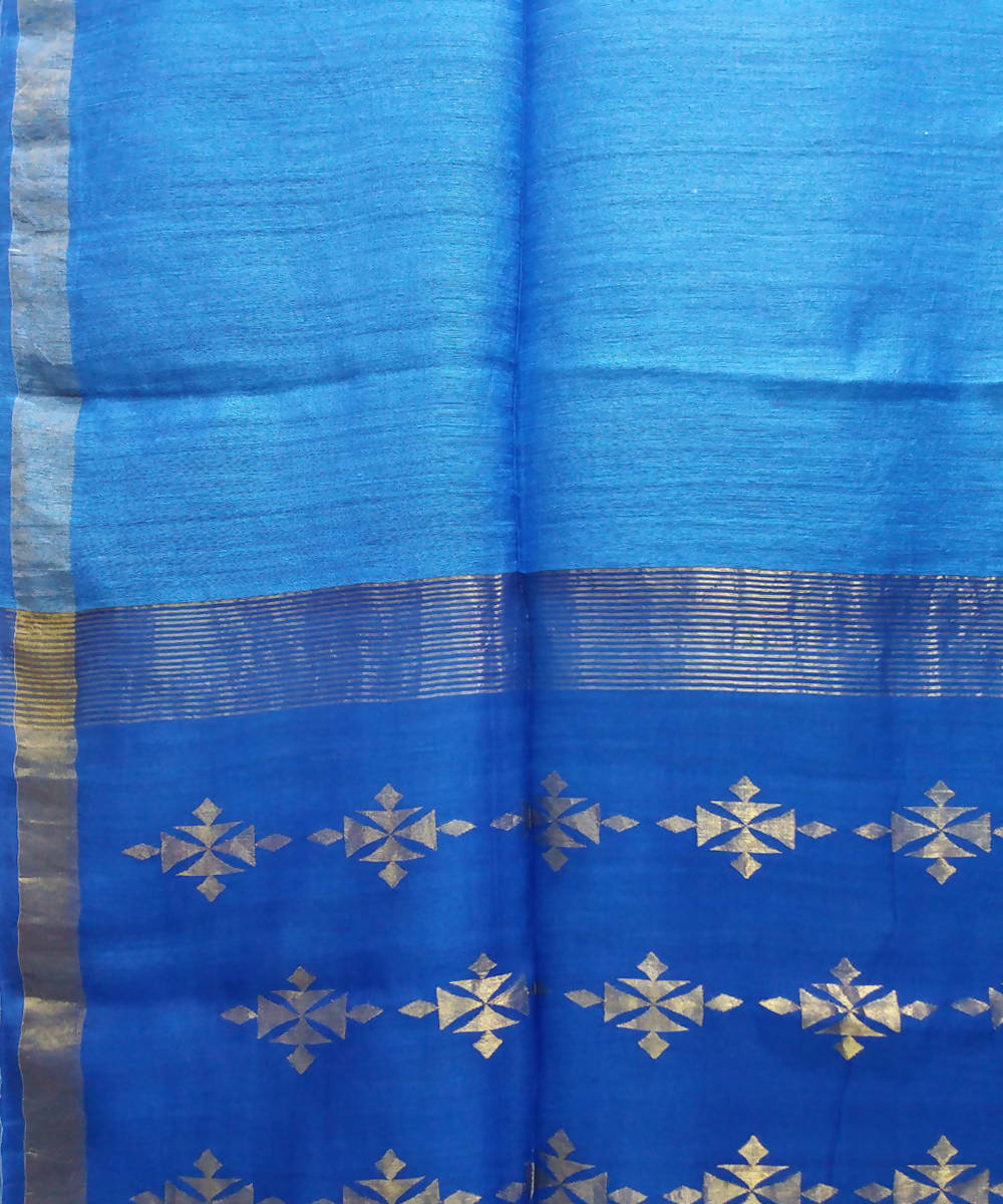 Handwoven bengal jamdani matka silk blue saree