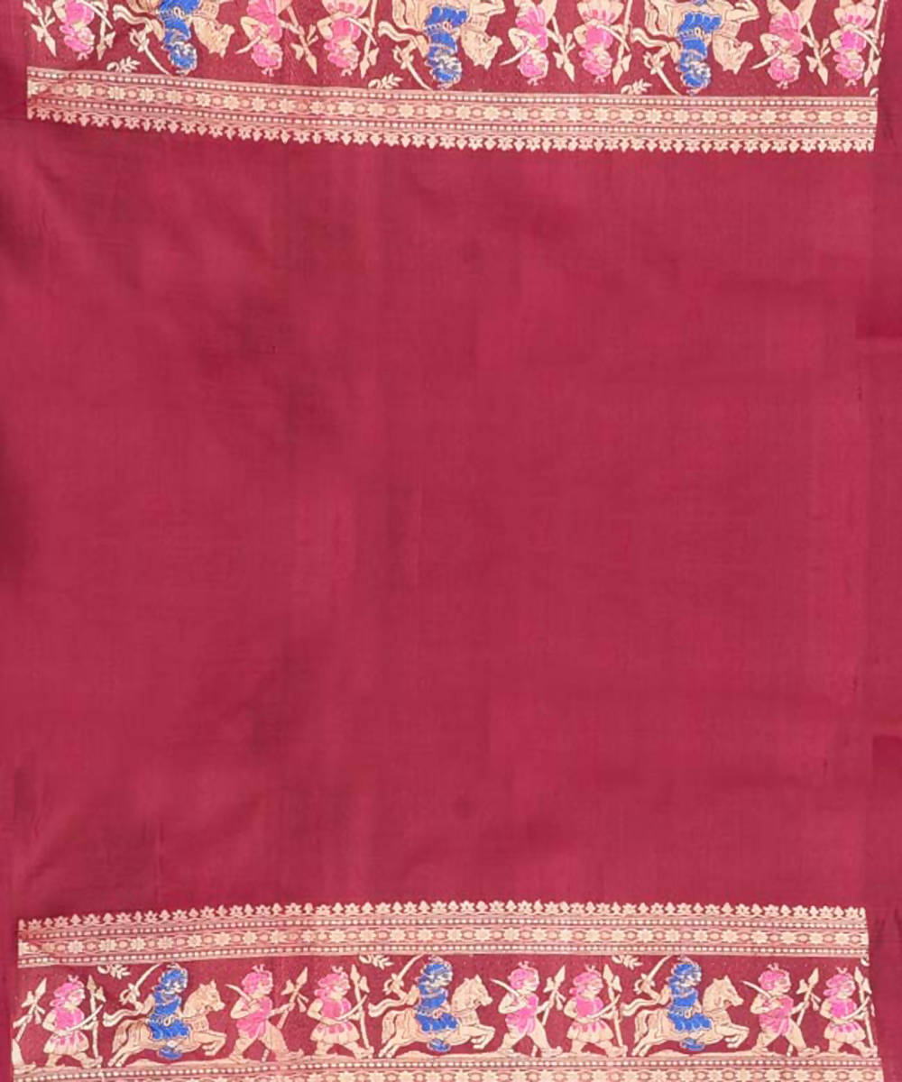 Maroon handwoven baluchari silk saree