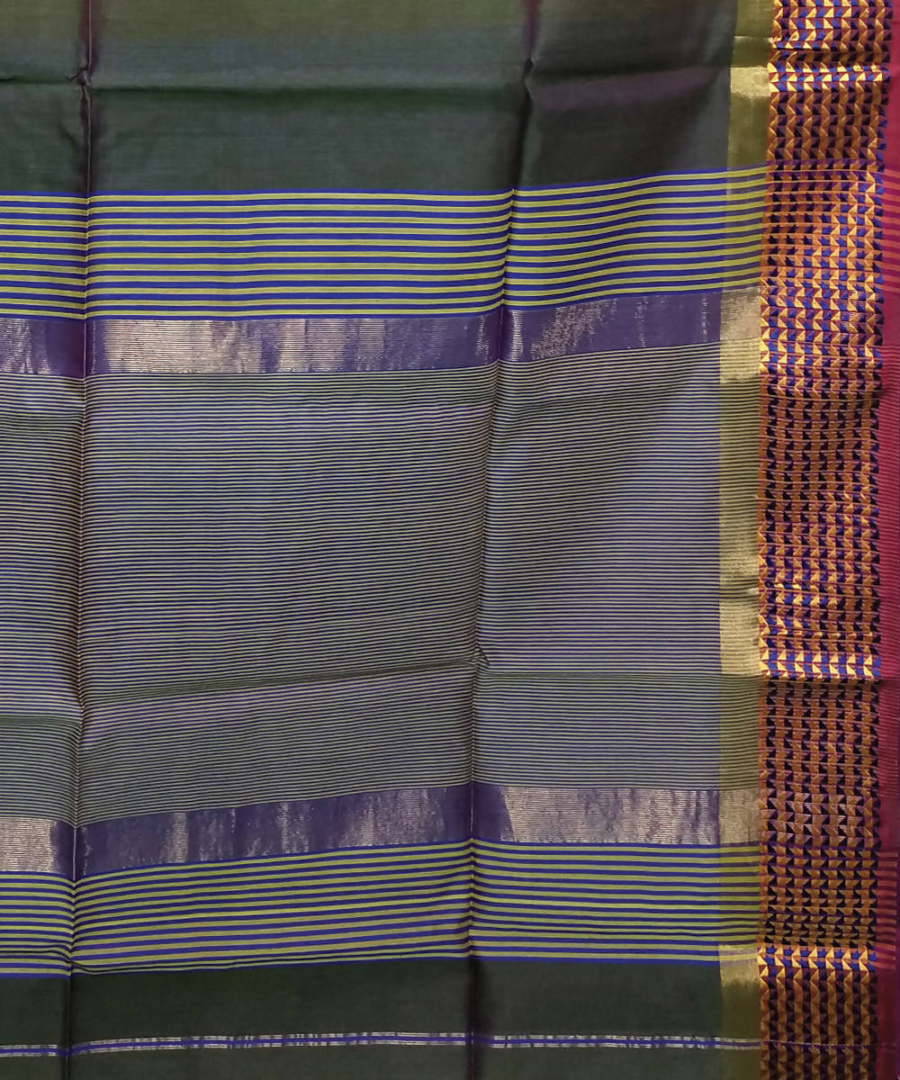 Juniper green handloom silk cotton maheshwari saree